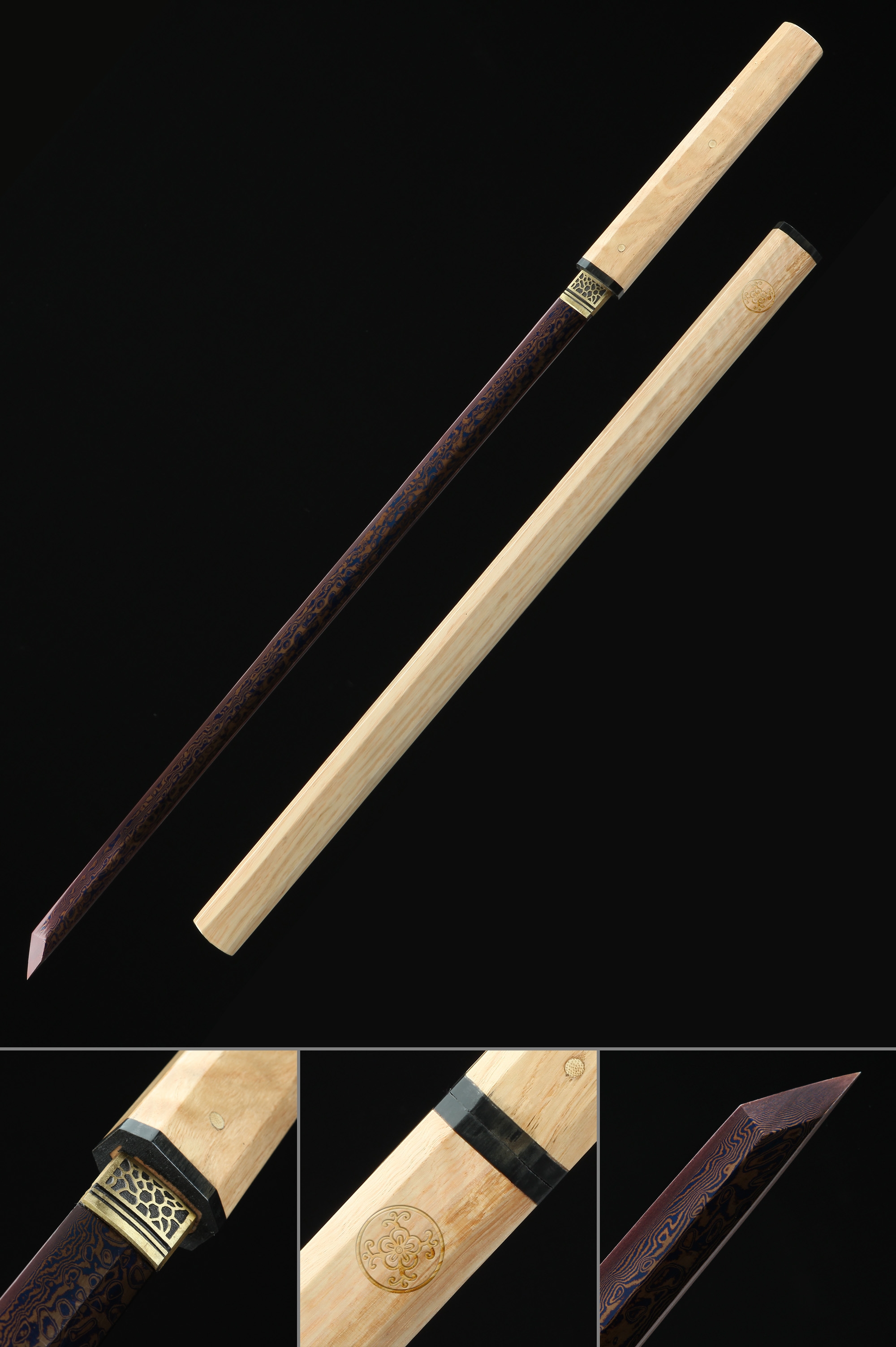Handmade Japanese Shikomizue Sword Damascus Steel
