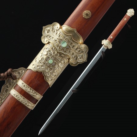 High-performance Pattern Steel Straight Blade Chinese Tang Dynasty Sword With Rosewood Scabbard