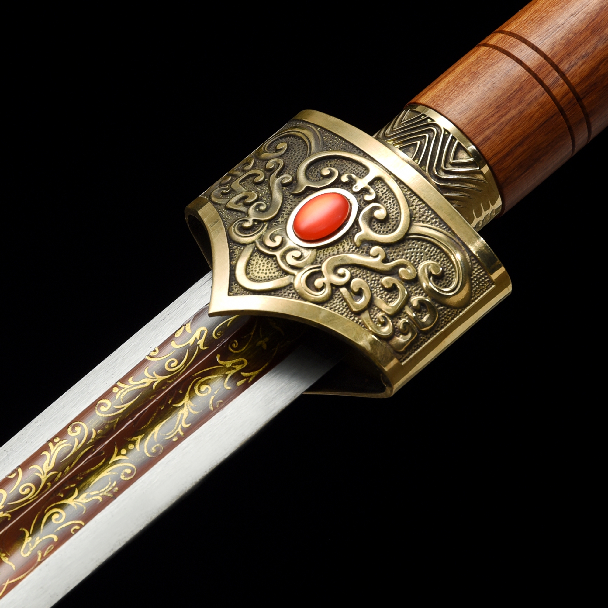 Chinese Straight Sword | High-performance Manganese Steel Red Gilt ...