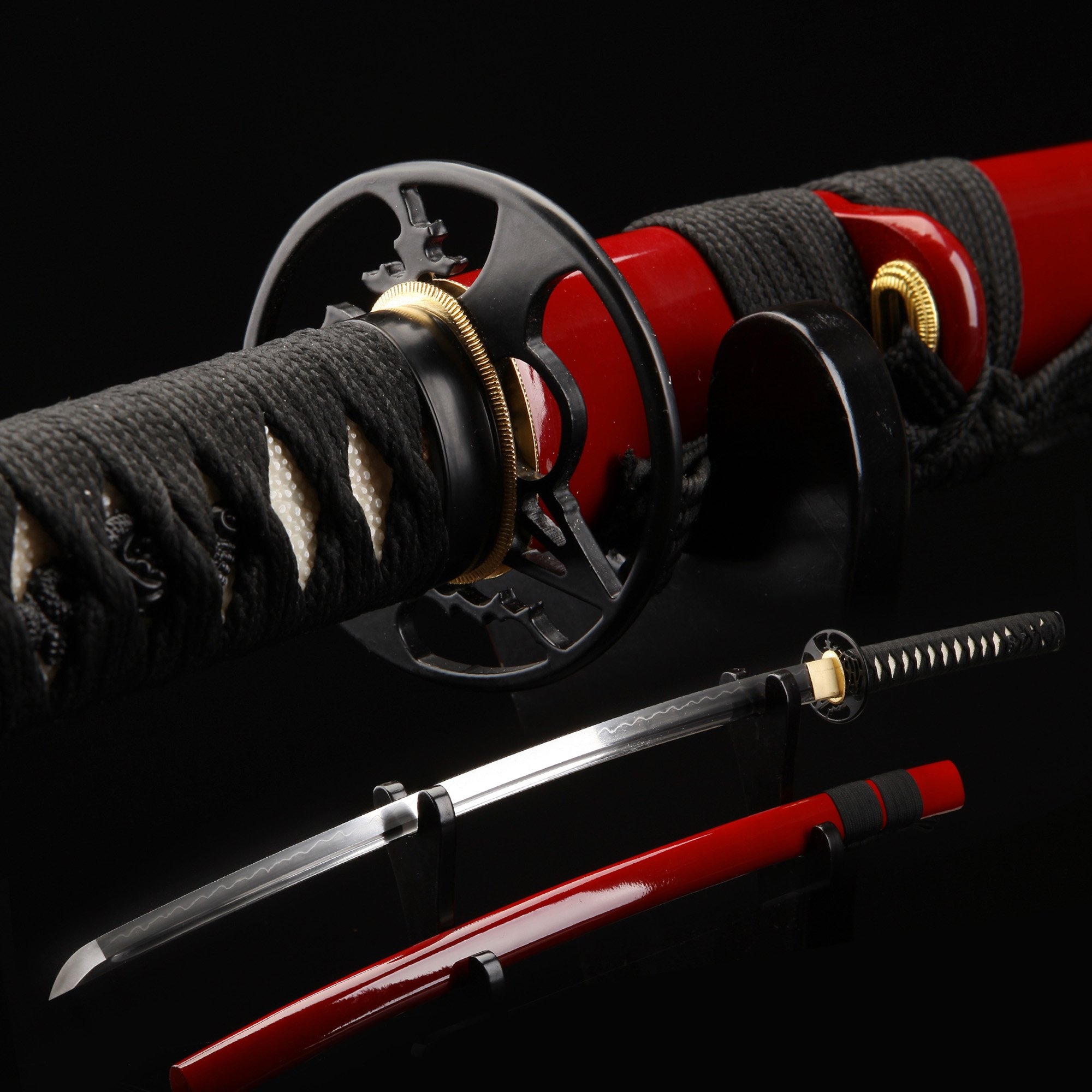 Sharp Katana Handmade Japanese Samurai Sword T10 Folded Clay Tempered Steel Real Hamon