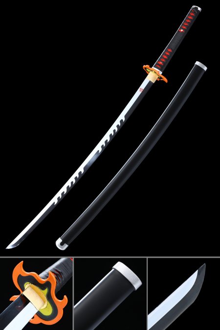 Handmade Japanese Katana Sword With Flame Tsuba