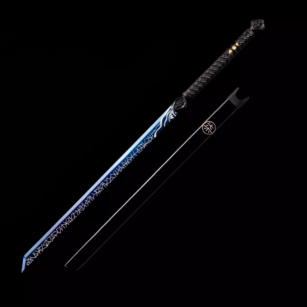 Chokuto Sword | Manganese Steel Chokuto Ninjato with Blue Etched