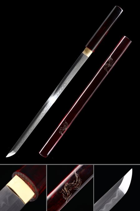Handmade Real Hamon Japanese Shirasaya Ninjato Shikomizue Blind Fury Stick Sword Without Tsuba