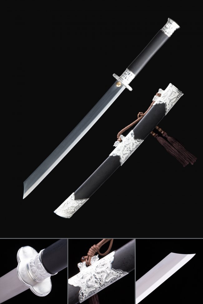 Handmade Stainless Steel Chinese Dao Broadsword With Blackwood Scabbard