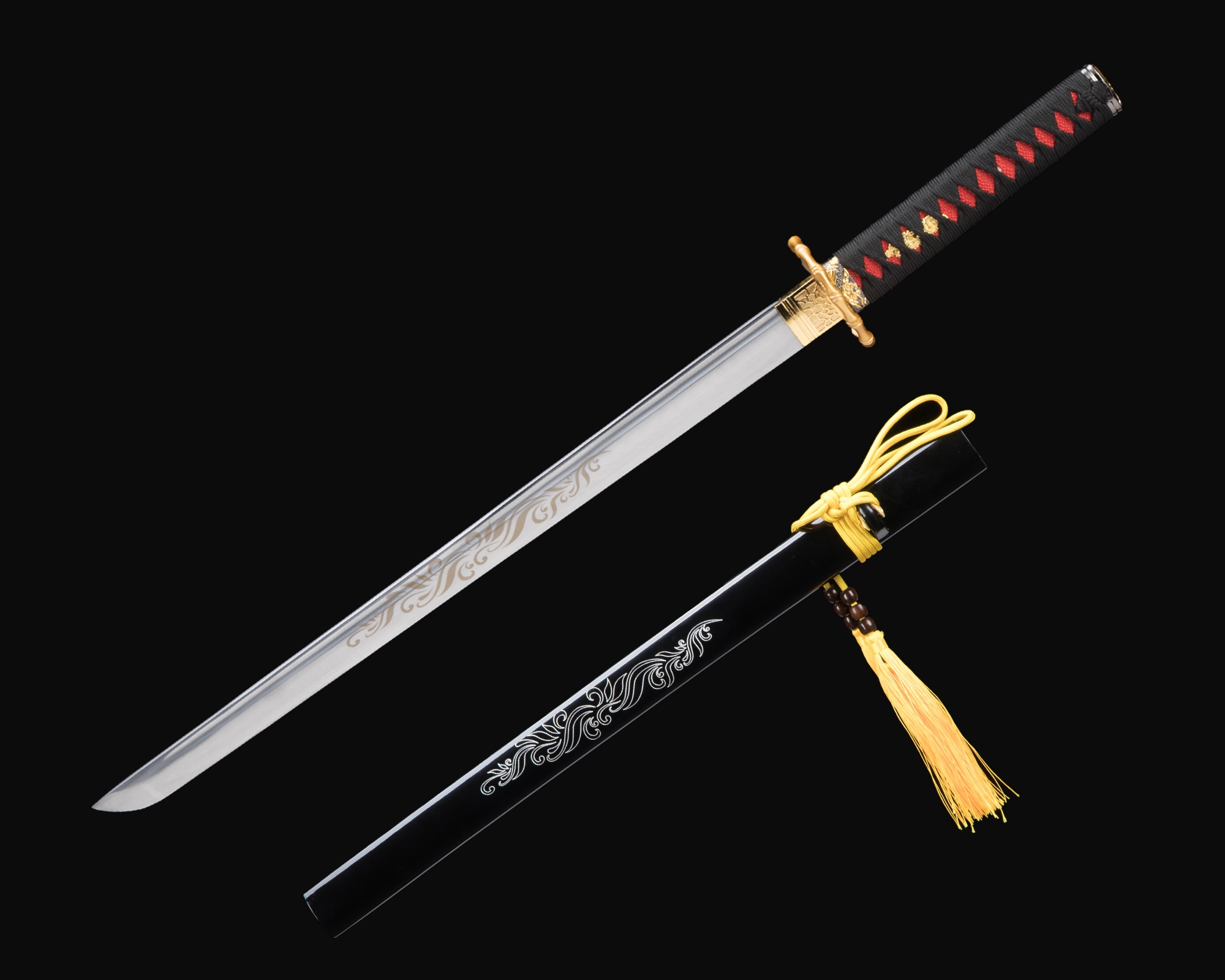 Straight Katana | 1045 Steel Straight Katana Chokuto with Gold