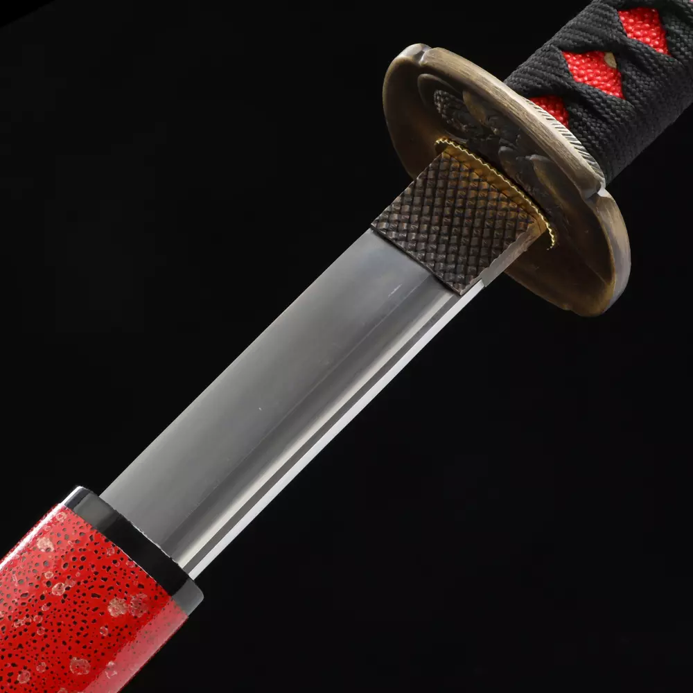 Red Katana | Spring Steel Katana with Red Lacquered Hardwood Saya