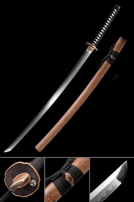 Handmade Japanese Katana Sword Pattern Steel With Brown Saya