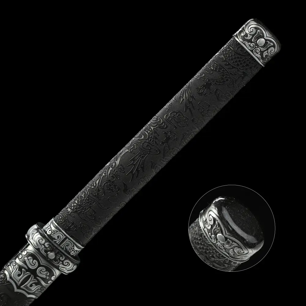 Ninjato | Ninjato 1090 Carbon Steel Hand-Hammered Blade with Black