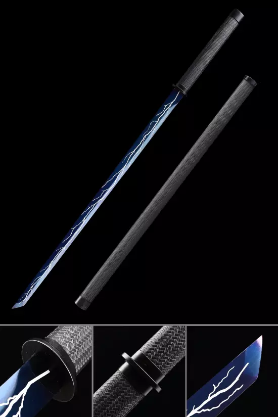 Handmade Chokuto Ninjato Sword High Manganese Steel With Blue Lightning Blade