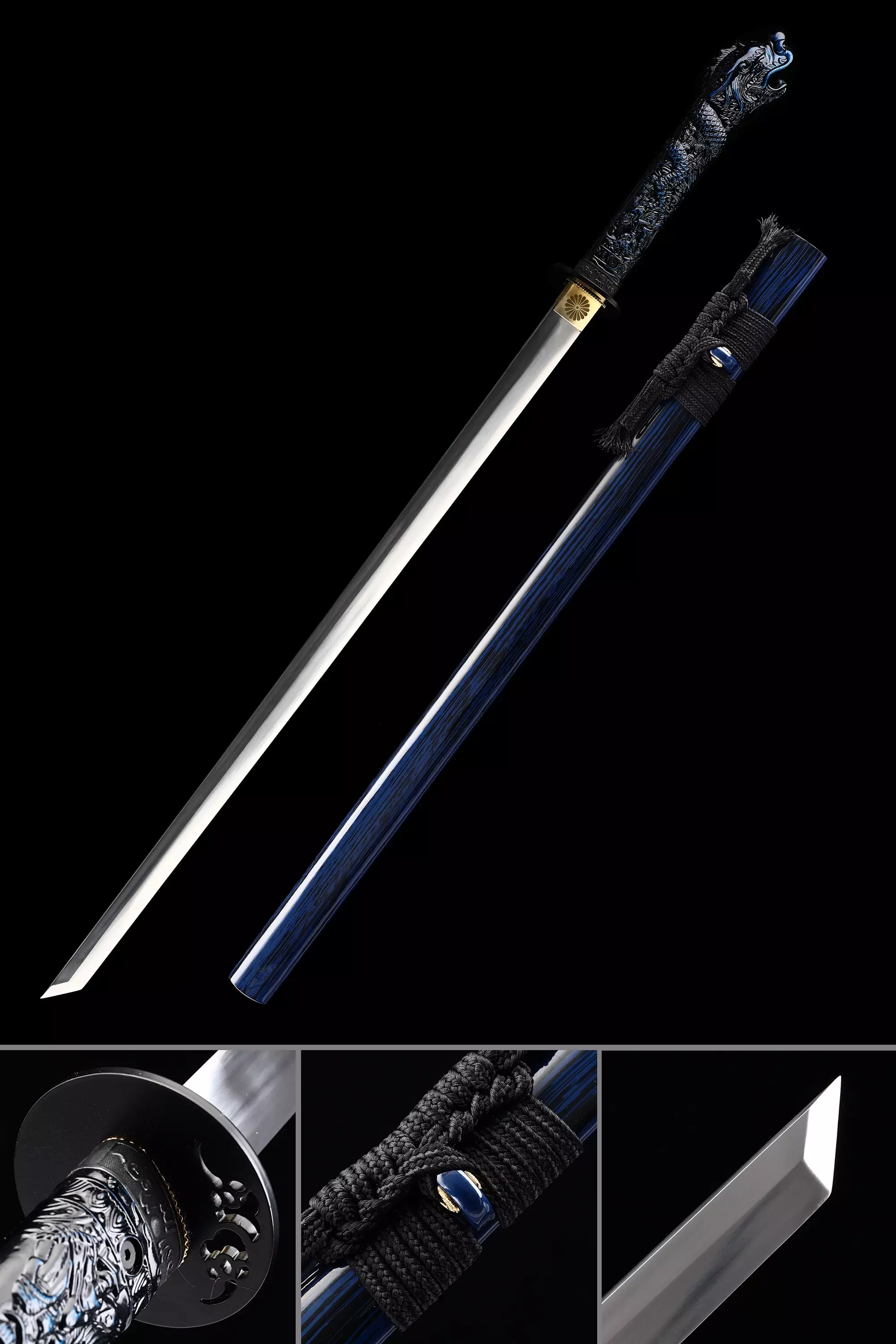 Handmade Japanese Ninjato Ninja Sword With Dragon Head Handle