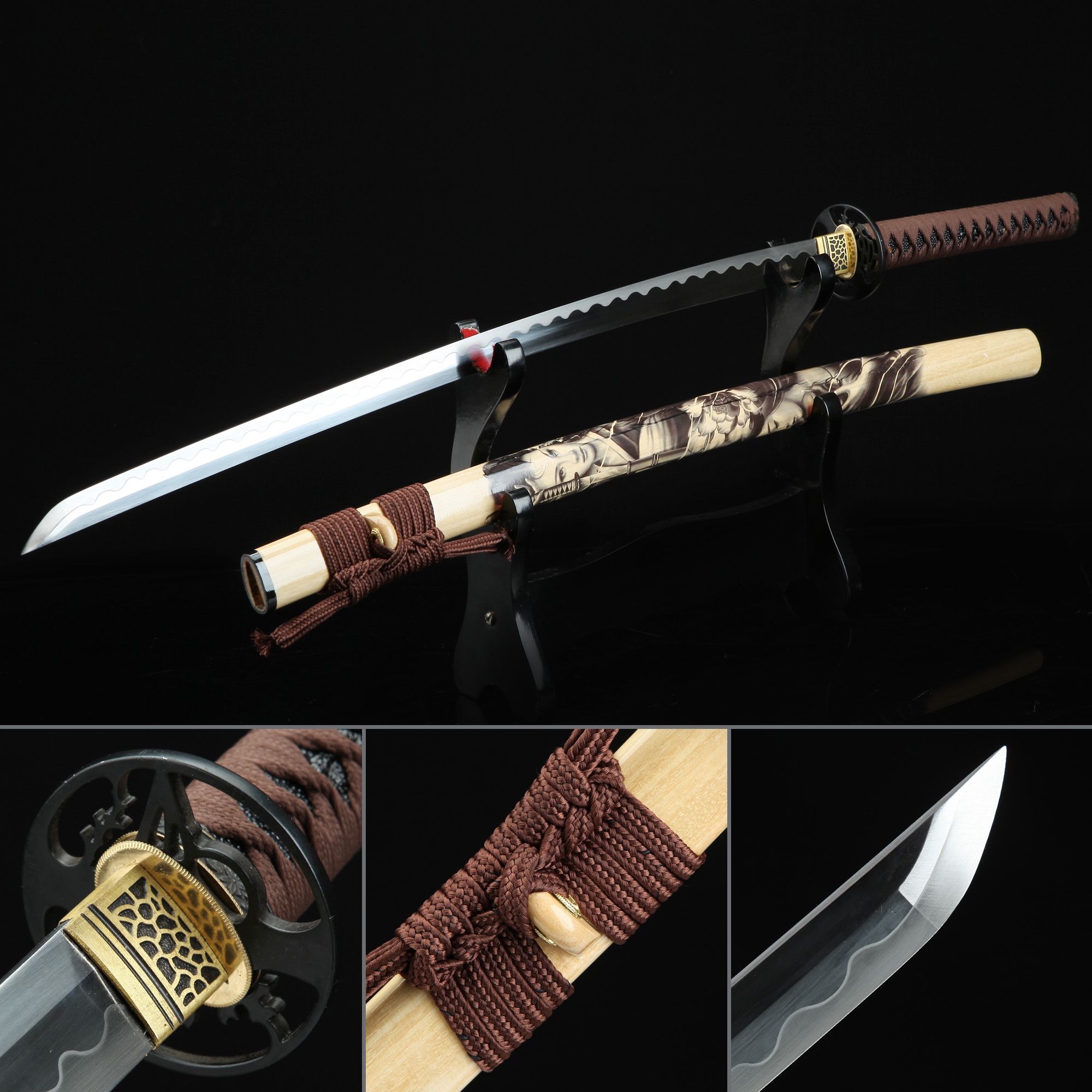 Handmade High Manganese Steel Hand Sharpening Japanese Katana Samurai ...