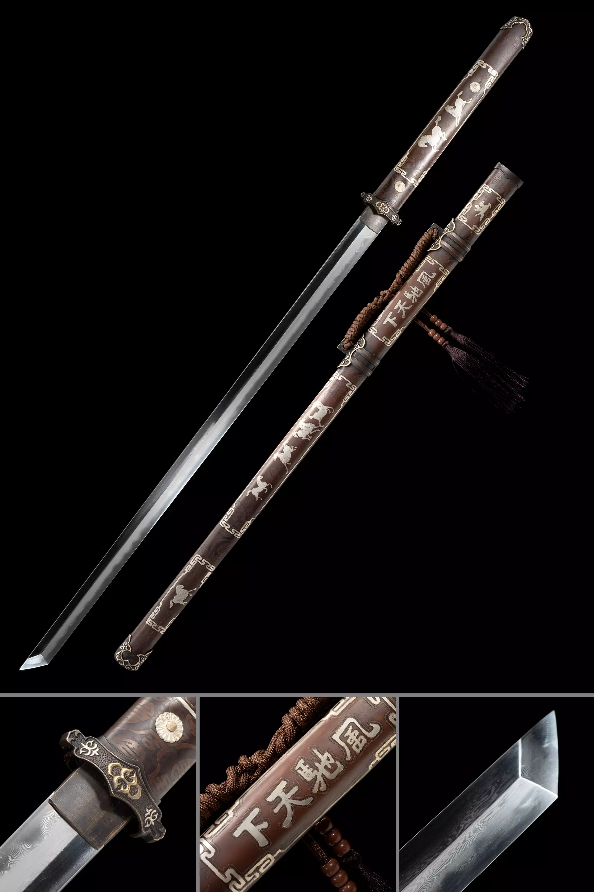 Tang Dao | Handmade Chinese Tang Dao Sword With Brown Scabbard - TrueKatana