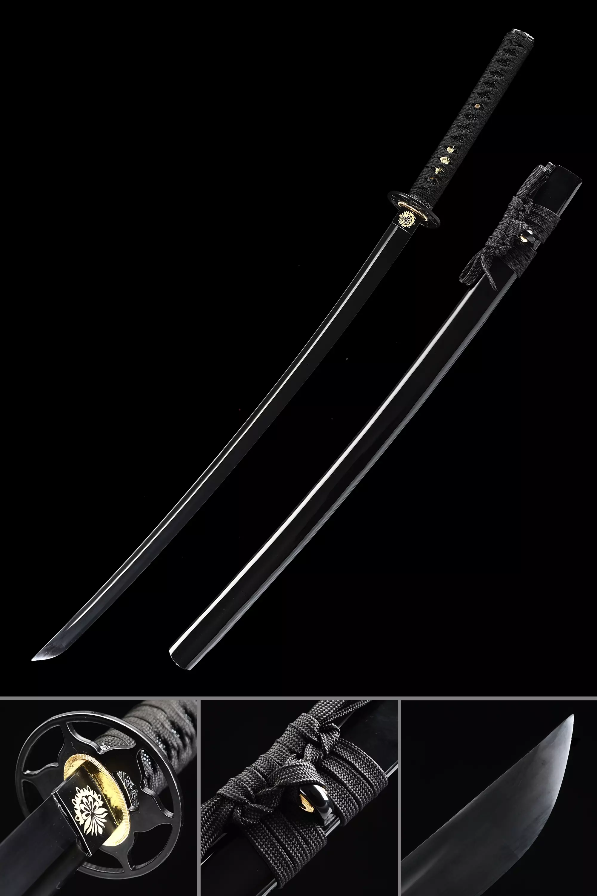 Black Blade Katana | Handmade Japanese Samurai Sword Full Tang With ...