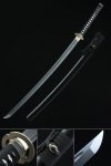 Damascus Katana, Handmade Japanese Samurai Sword Full Tang With Black Scabbard