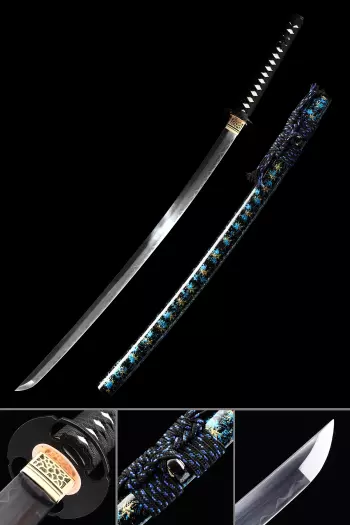 Purple Katana | Damascus Steel Katana Red Blade with Purple Ito