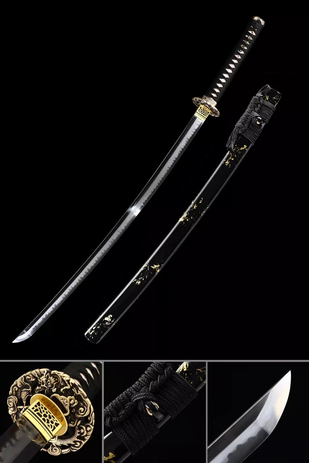 Samurai sword,Hand forged High carbon steel blade,Ebony scabbard – Chinese  Sword store