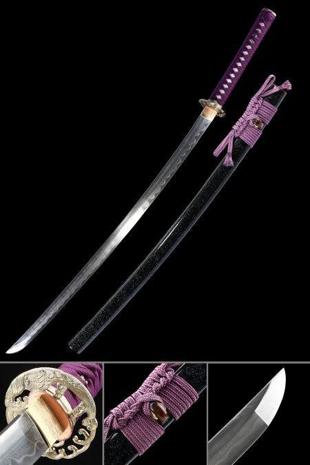 Handmade Full-tang Damascus Steel Samurai Sword With Marble-style Saya