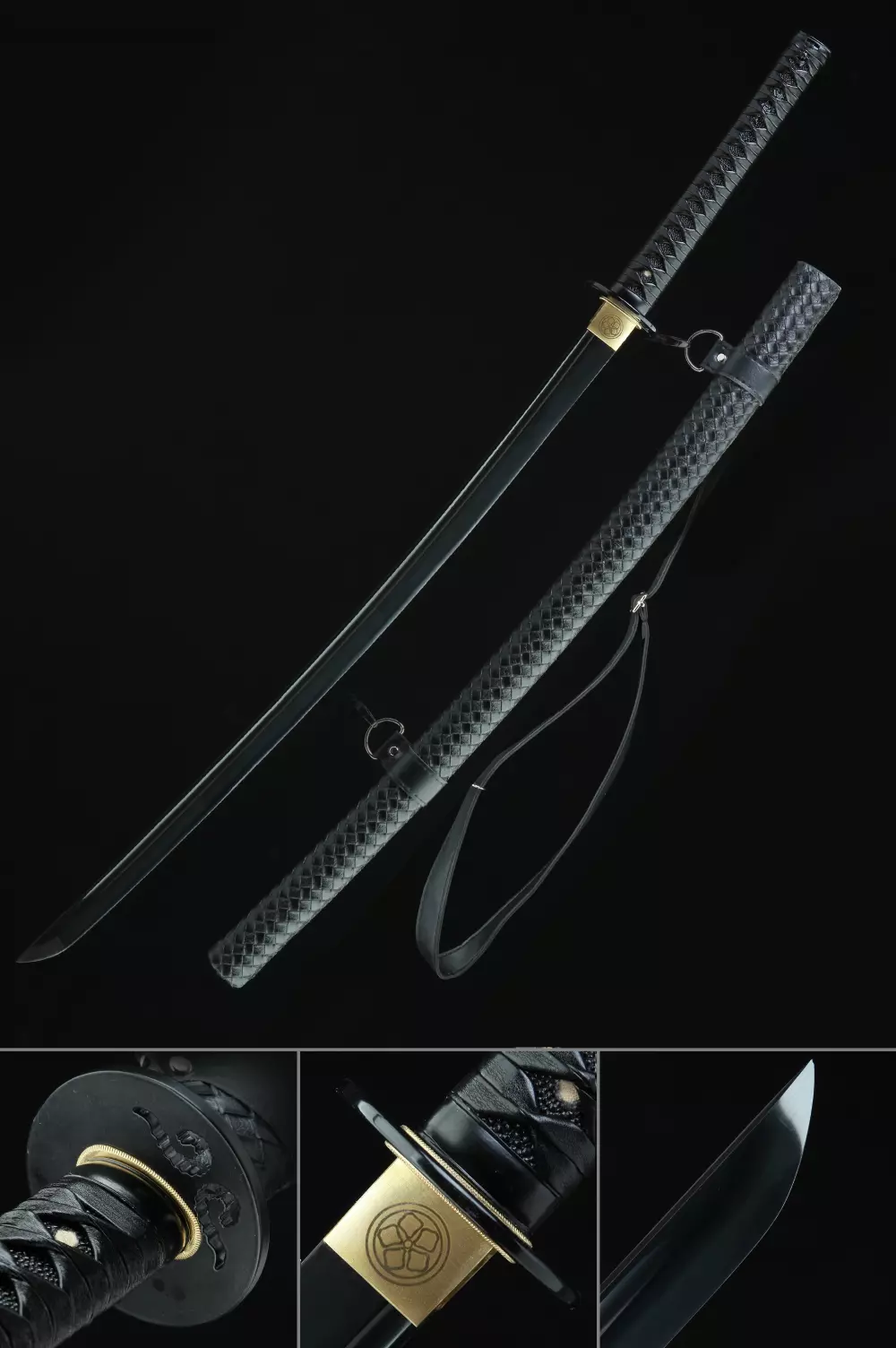 Et kors Governable kulstof Obsidian Katana | Handmade Japanese Obsidian Katana With Black Blade And  Strap - TrueKatana