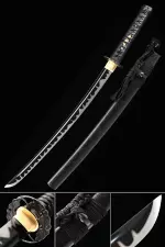 Black Wakizashi  Handmade High Manganese Steel Black Blade