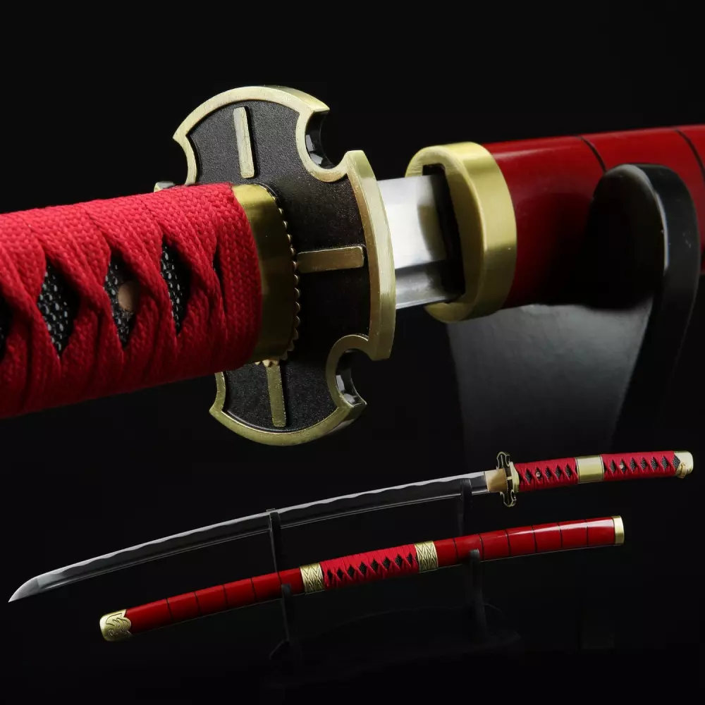 One Piece Roronoa Zoro Sandai Kitetsu Katana Samurai Sword Replica With Red Scabbard Truekatana