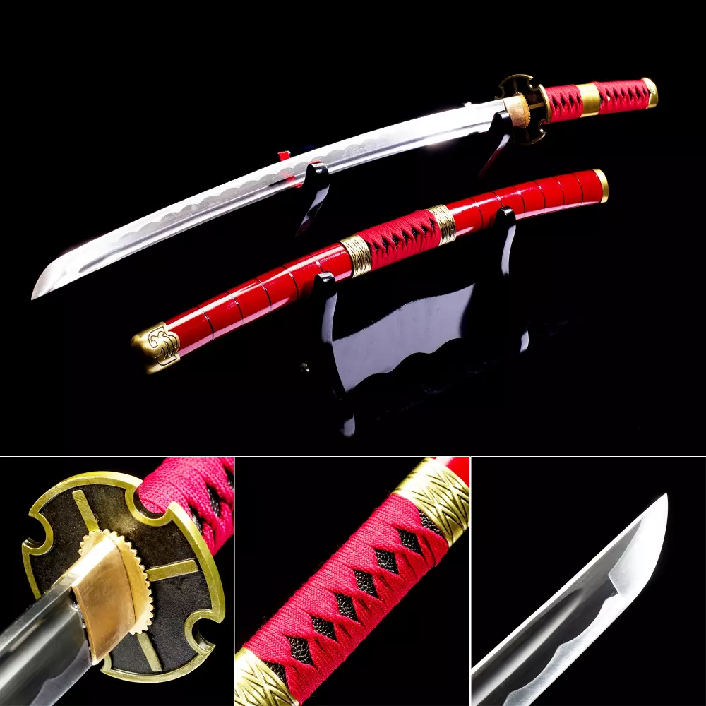 Handmade Anime Katana One Piece Roronoa Zoro Shusui Sword 1060 Carbon Steel  Black Blade Full Tang Blade