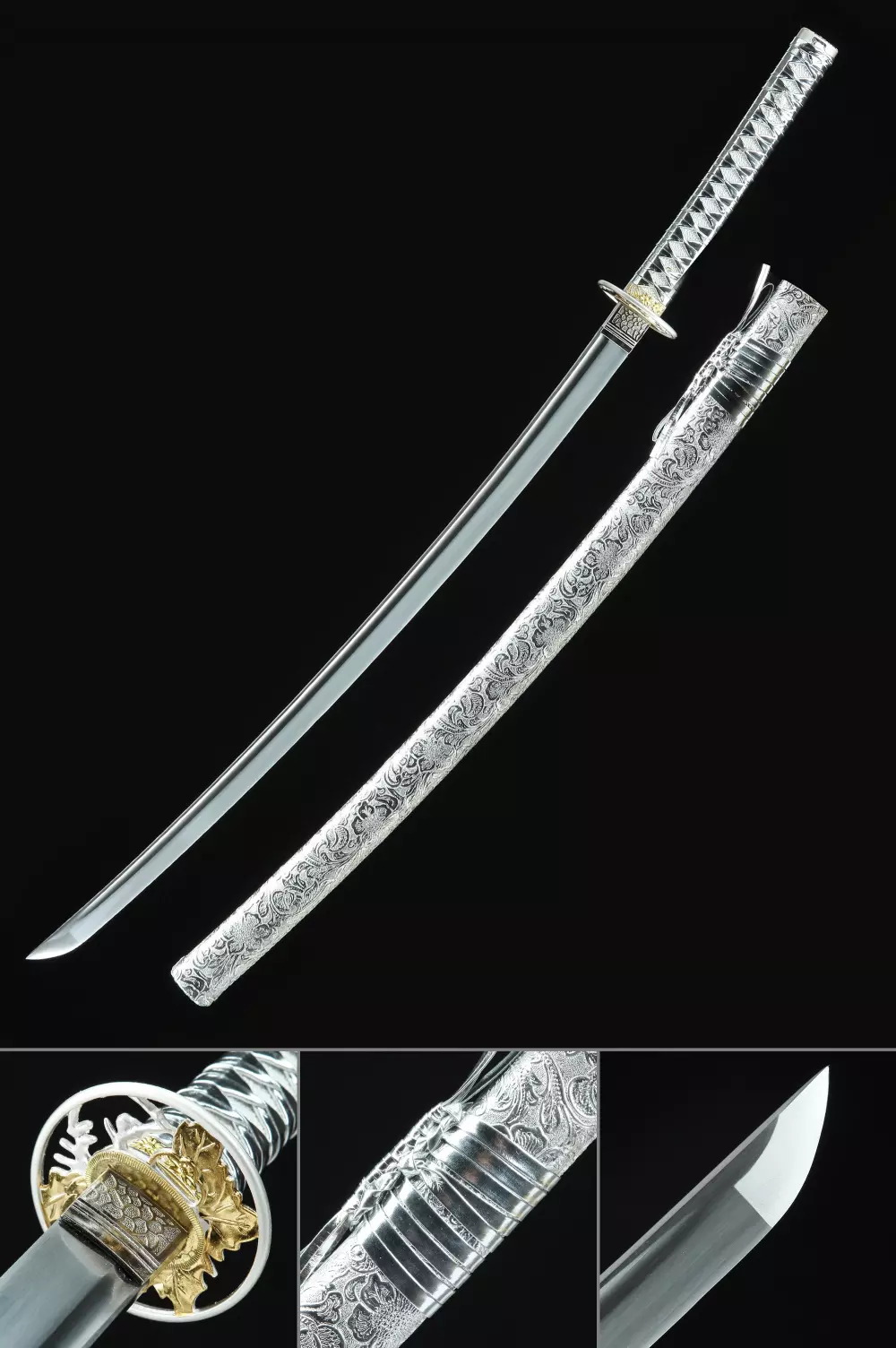 Silver Katana | Handmade Japanese Katana Sword High Manganese 