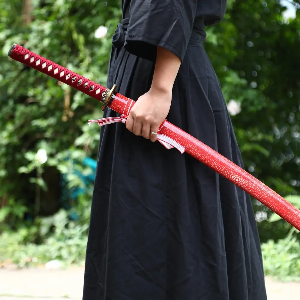 Red Katana | Dragon Tsuba T10 Carbon Steel Katana, Real Hamon