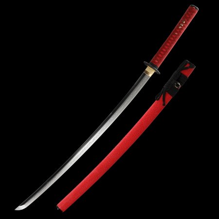 High-performance Full Tang Katana Sword T10 Carbon Steel With Red Rayskin Scabbard