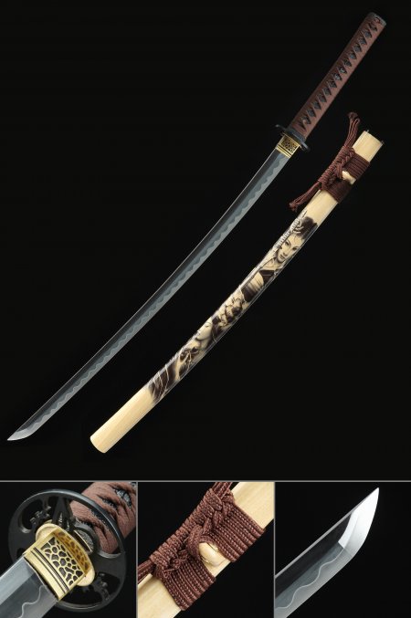 Hand Forged Katana, Handmade Japanese Samurai Sword High Manganese Steel With Natural Scabbard