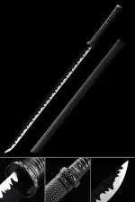 Handmade Chokuto Ninjato Sword High Manganese Steel Full Tang With Black Blade