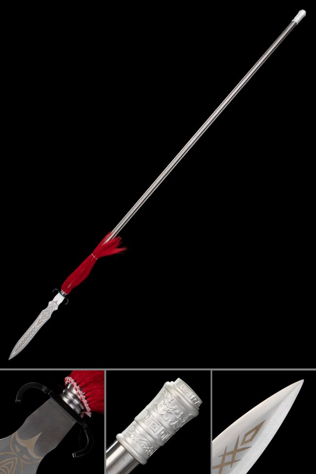 Overlord Yari Spear - Handcrafted High Manganese Steel, 82-Inch Detachable Spearhead