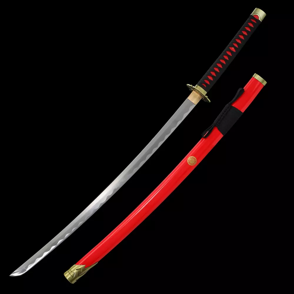 Red Katana | 1060 Carbon Steel Katana with Red Lacquered Hardwood