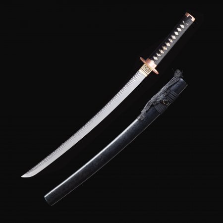 Handmade Japanese Wakizashi Sword Full Tang With Black Saya