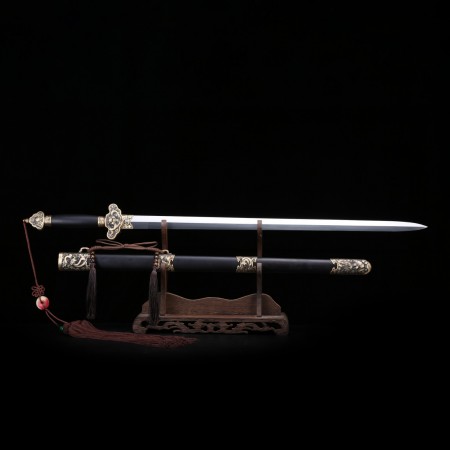 Handmade Blackwood Dragon Theme Damascus Steel Tang Dynasty Chinese King Swords