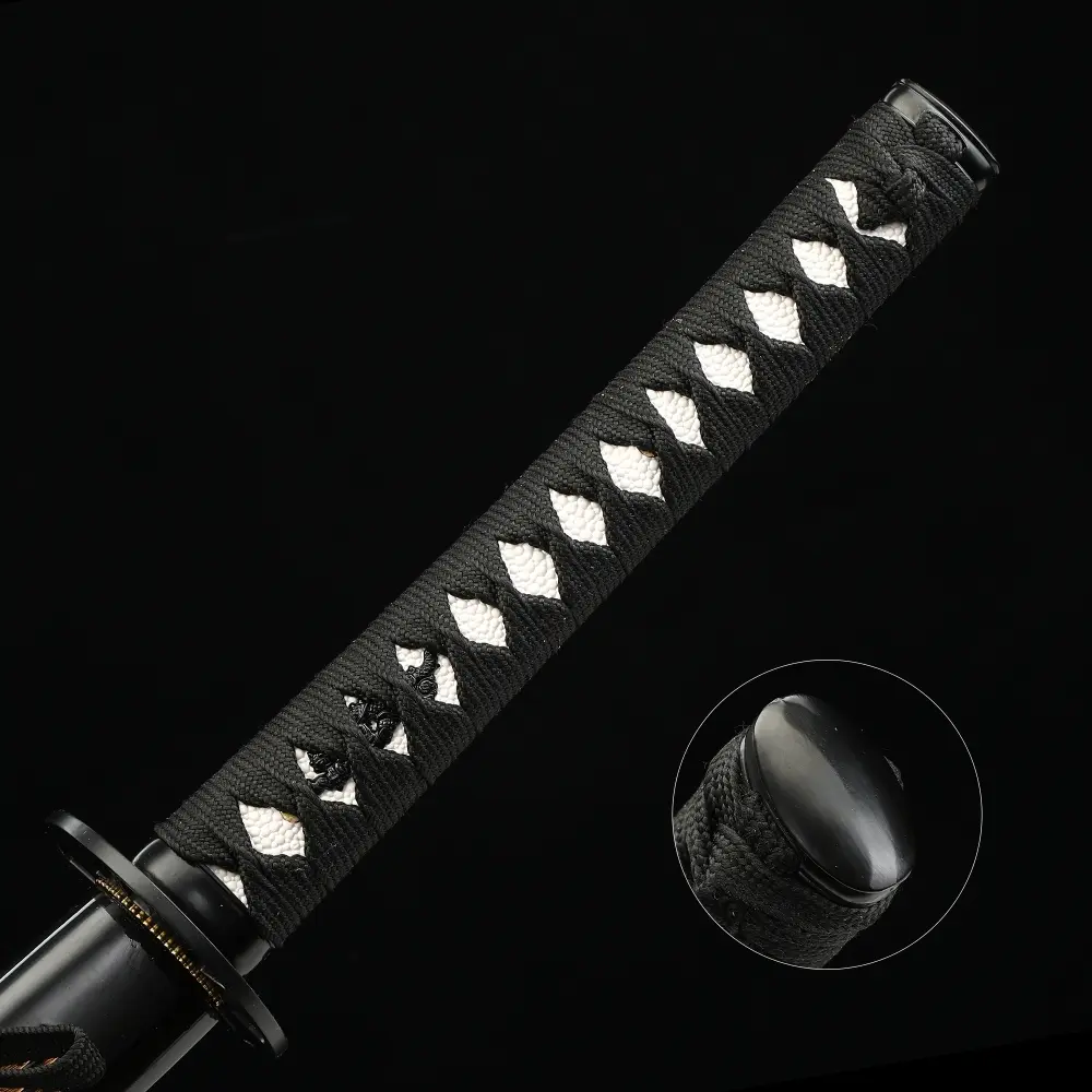 1065 Carbon Steel Katana with Black Piano Lacquer Saya - Dragon