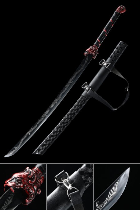 Handmade Full-tang 1065 Carbon Steel Fantasy Sword With Dragon-themed Guard