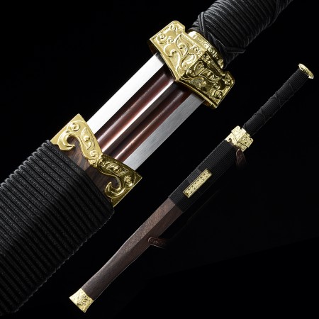 Handmade Pattern Steel Red Blade Chinese Han Dynasty Sword With Rosewood Scabbard