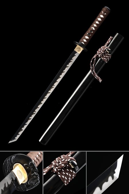 Handmade Japanese Ninjato Sword Full Tang With Black Blade