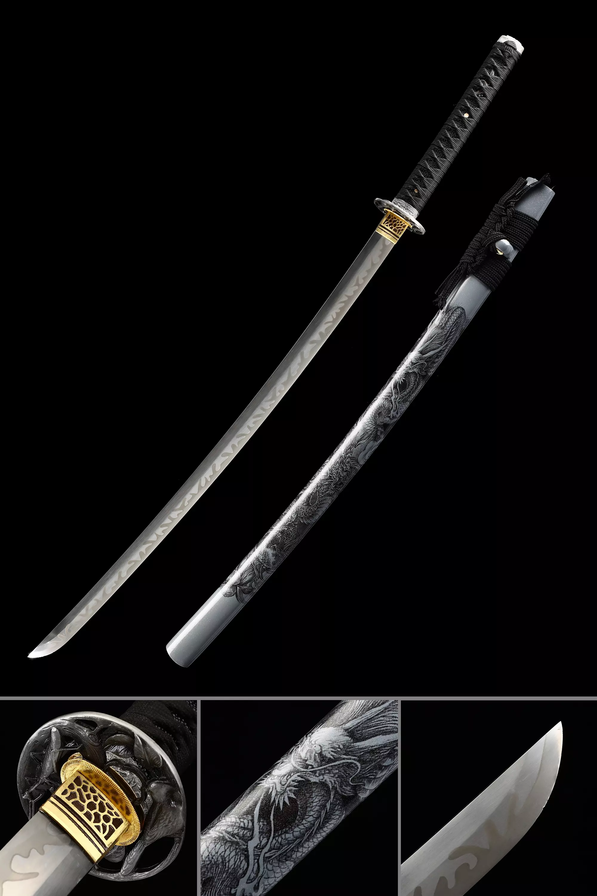 Gray Katana | Handmade Japanese Katana Sword High Manganese Steel With ...