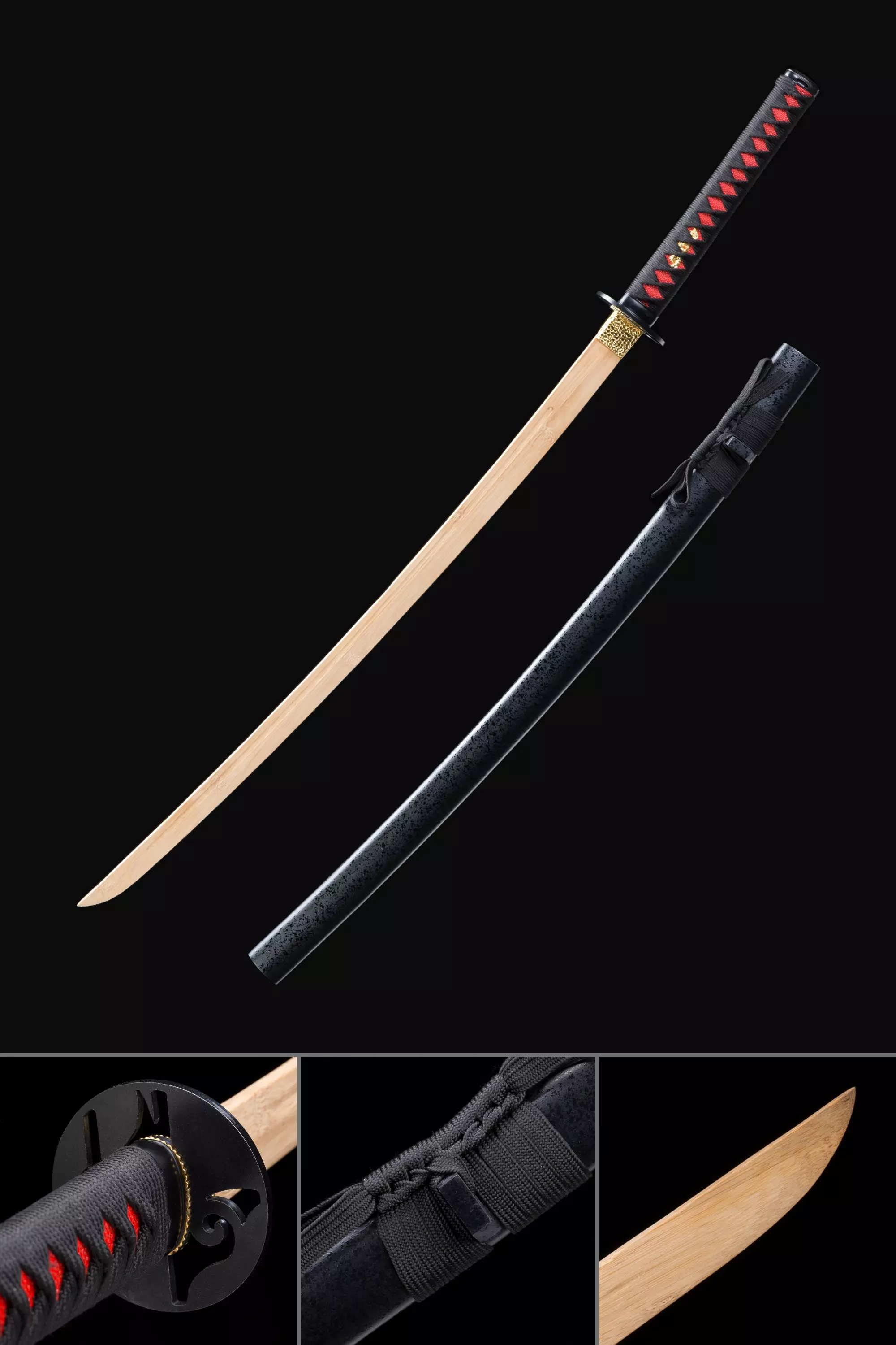 Practice Wooden Katana Handmade Bamboo Wooden Blade Bokken Practice Katana Samurai Sword With 