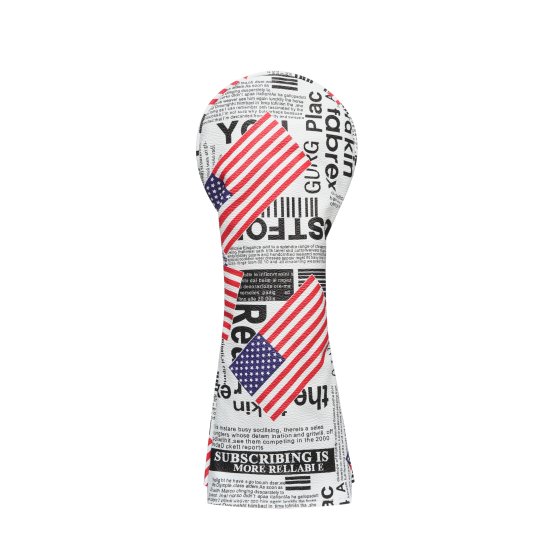 Vintage Newspaper Style Hybrid Golf Headcover White