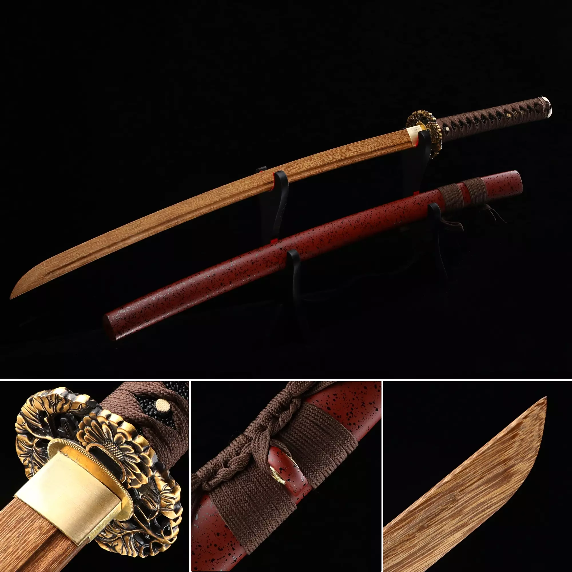 Wooden Katana | Handmade Japanese Wooden Unsharp Katana Sword With ...