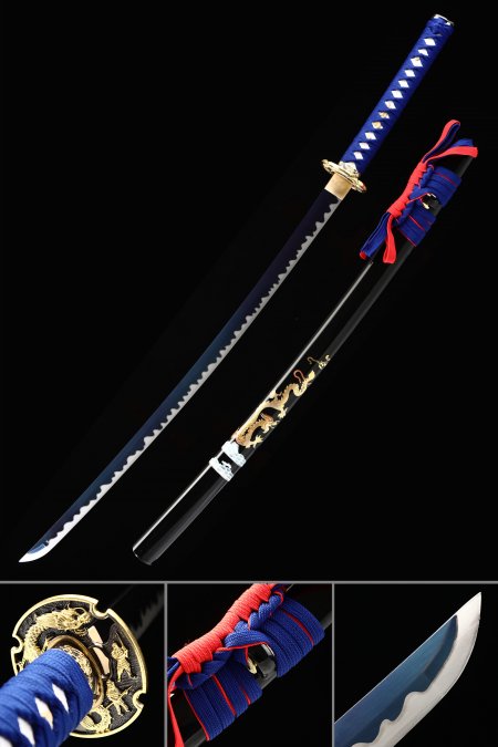 Épée Katana Japonaise Faite À La Main Avec Dragon Tsuba