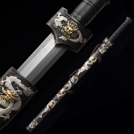 High-performance 1000 Layer Folded Steel Real Chinese Han Dynasty Sword With Gilt Copper Scabbard