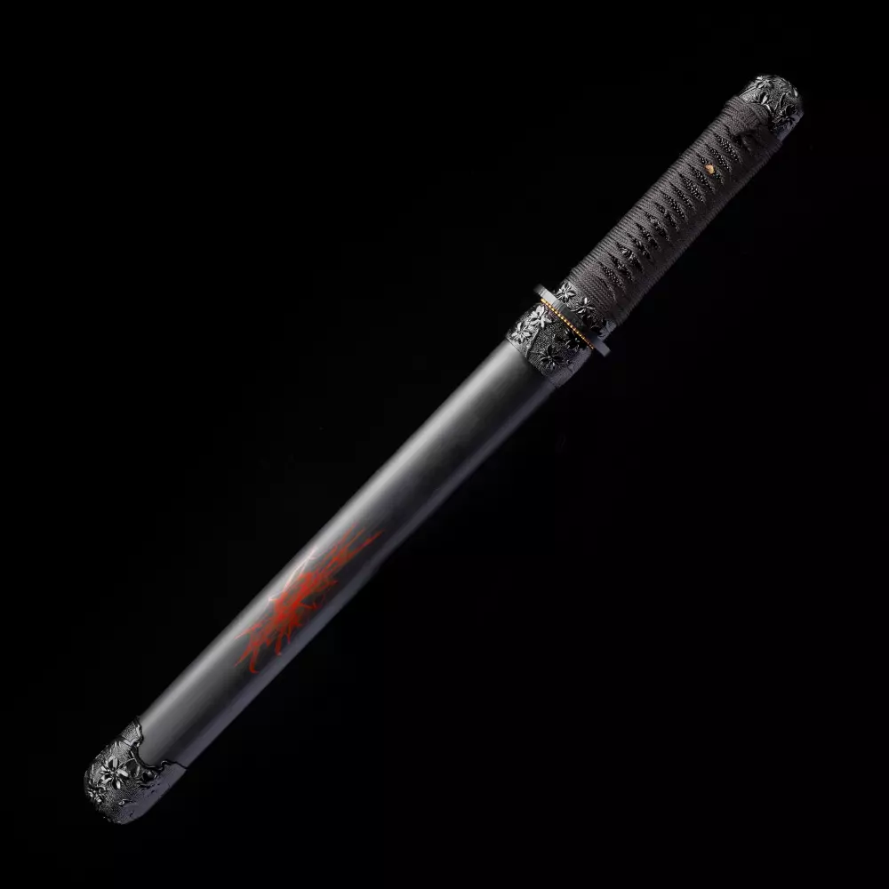 Short Ninja Sword | Manganese Steel Hamidashi Tanto in Black
