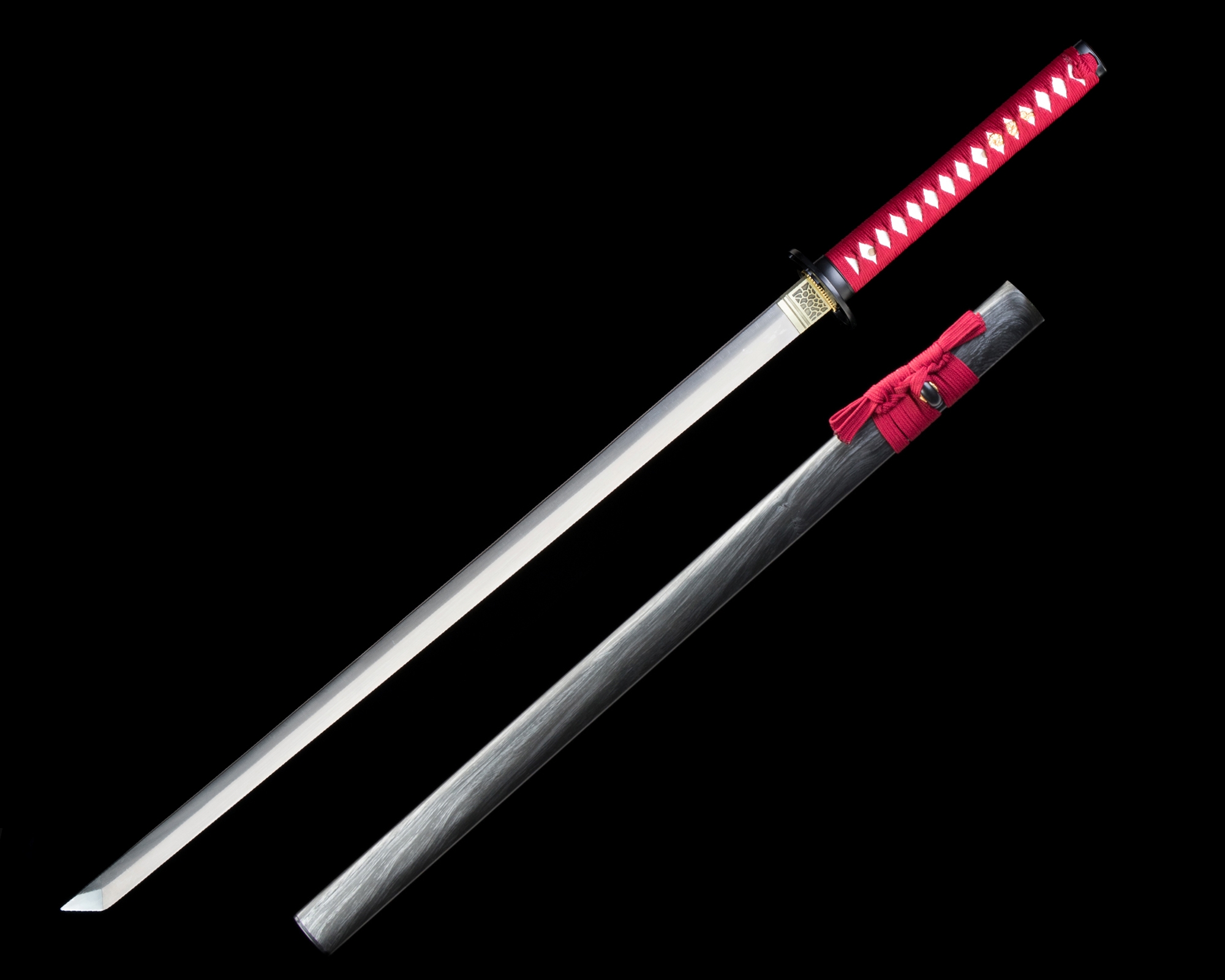 Chokuto Sword | 1060 Carbon Steel Chokuto Sword with Red Tsuka