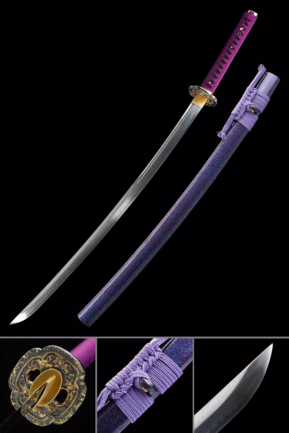 Purple Katana | T10 Carbon Steel Katana with Purple Lacquered Saya