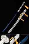 Handmade Chinese Dao Sword High Manganese Steel With Blue Blade And Silver Scabbard