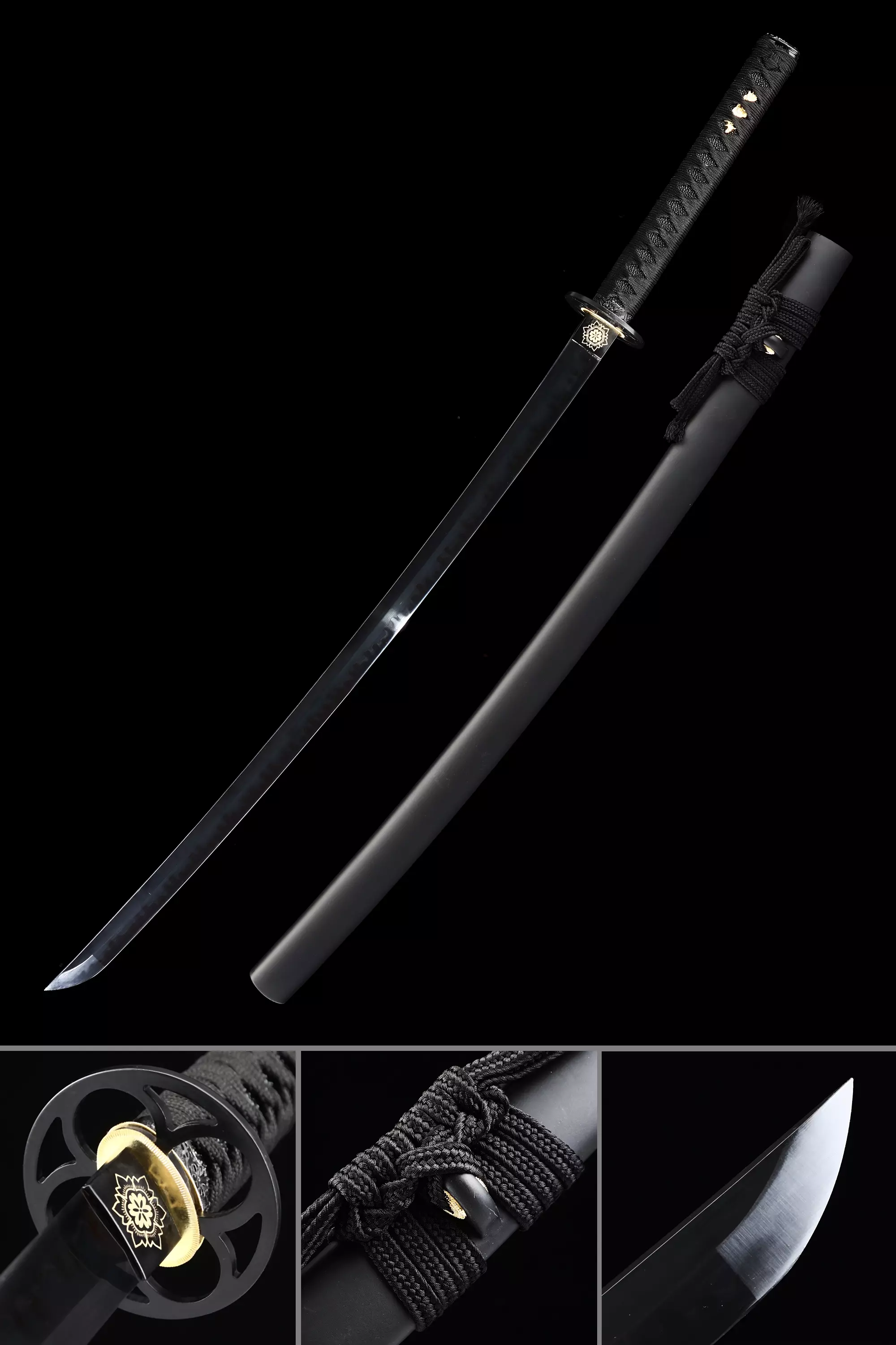 Black Katana | Handmade Japanese Sword T10 Folded Clay Tempered Steel ...