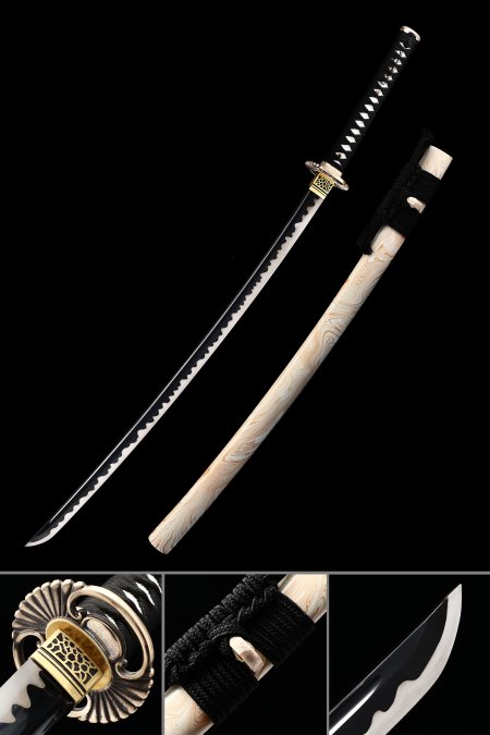 Handmade Japanese Katana Sword With Black Blade